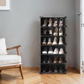 VERRA Shoe Rack - 10 Tier Modular Storage Tall Large Sized Rack - Black