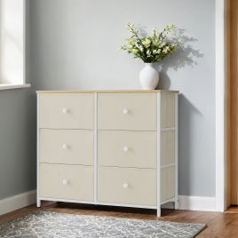 VERRA Cream White Chest of Drawer - Medium-sized, 6 Drawers