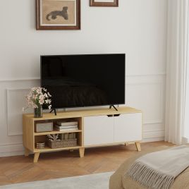 TV Cabinet - VERRA 140cm 2 Door Stand Fits TVs up to 60 Inches - Natural Oak