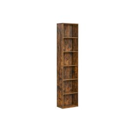 Bookshelf - MONNOS 6 Shelf Rustic Bookshelf - Rustic Brown