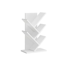 Tree Bookshelf - MONNOS 5 Tier Wooden Shelves - White