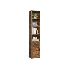 Bookcase - MONNIA Tall Wooden Shelf with 1 Door Rustic Brown