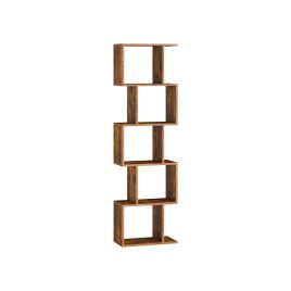 Bookshelf - MONNIA 5 Cube Shelves Room Divider Rustic Brown