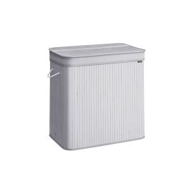 Laundry Basket - LUMNIA Bamboo with Lid - Dove Grey