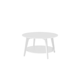 Coffee Table - GRANA Round 2 Tier Storage 80 x 45 cm - Snow White