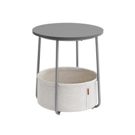 Round End Table with Fabric Basket