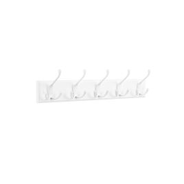 Coat Rack - MODRIA Wall Mounted with 5 Dual Tri-Hook - White