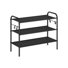 VIVNZA Shoe Rack - 3 Tier Fabric Medium Sized Rack - Black