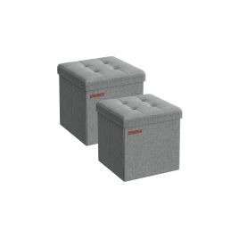 Ottoman Seats - LUSVAS Foldable Storage Ottoman Seats - Light Grey