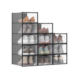 MONVAS Shoe Box - 12 Pack Storage Small Sized ShoeBox - Black