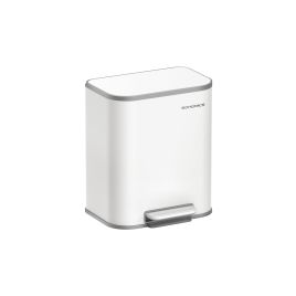 Kitchen Bin - MODRA 20L Wide Pedal Bin with Non-Slip Base - White