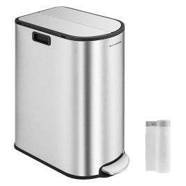 Kitchen Bin - MODRA Double 30L 20L Metallic Silver