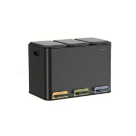 Kitchen Bin - TARTTO Triple Bin with Colour-Coded Pedal - Black