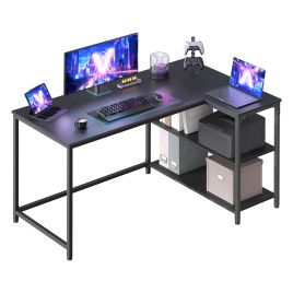 KESAMO L-Shaped Corner Computer Desk - Ebony Black - 120 x 80cm