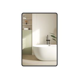WILLOWFEN Wall Mounted Rectangular Mirror with Aluminium Frame and Safety Film - Black