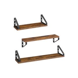 Wall Shelves - ARCNOS Set of 3 Rustic Brown and Matte Black