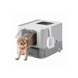 BRIARFORDE Cat Litter Tray with Lid and Top Entry - Grey