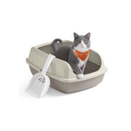 BRIARFORDE High Sided Open Cat Litter Tray with Scoop - Beige, 37.5cm