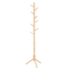 Coat Stand - VIVRAE Wooden Tree-Shaped with 8 Hooks - Natural