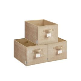 Storage Boxes - MONRO Collapsible Set of 3 24 cm High - Sand Beige