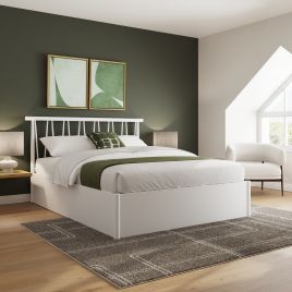 Double Bed - FUZAN 4ft6 Ottoman White