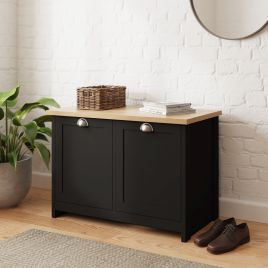 LEVIS Black Shoe Cabinet - Medium-sized, 2 Door