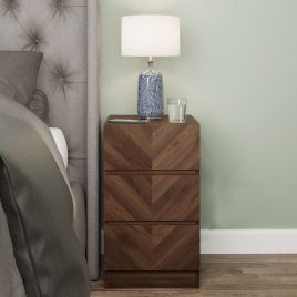 Katania 3 Drawers Bedside Table - Royal Walnut