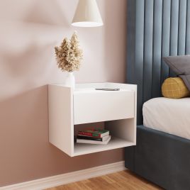 HARMONY Wall Mounted 2x Bedside Table - White