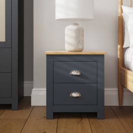 LEVIS 2 Drawer Bedside Table - Slate Blue