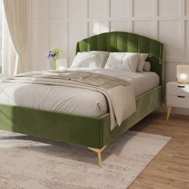 Double Bed - SOPHIE 4ft6 Ottoman Bed with Storage Green