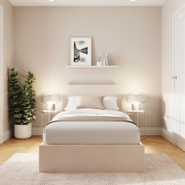 ENLIX Single Velvet Ottoman Storage Bedframe - Natural