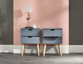Nyborg Pair Of 2 Drawer Bedsides Dark Grey