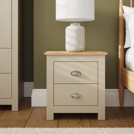 LEVIS 2 Drawer Bedside Table - Cream