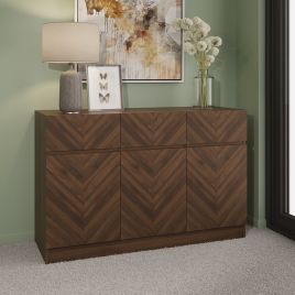 Quattro 3 Door 3 Drawer Large Sideboard - Royal Walnut