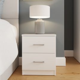 BRAIL 2 Drawer Bedside Table - White