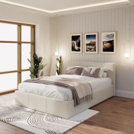 Small Double Bed - PATRICIA 4ft Ottoman Storage Bed - Natural