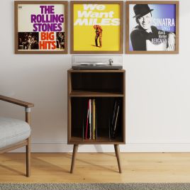 JAXEL Compact Open Cabinet for Display and Storage - Walnut