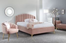 Pettine End Lift Ottoman Blush Pink Bed - Double