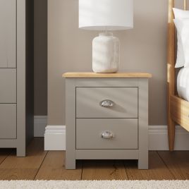 LEVIS 2 Drawer Bedside Table - Grey