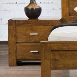 Bedside Table - DUNSTABLE 2 Drawer Nightstand Rustic Oak 58cm