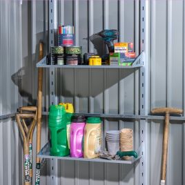 ALDERWYCK Metal Shed Shelf Kit Steel 2 Storage Shelving - Silver