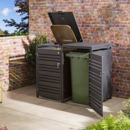 ELVARO Steel Double Bin Store Outdoor Rubbish Storage - Anthracite