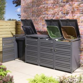 ELVARO Steel Quadruple Bin Store Outdoor Rubbish Storage - Anthracite