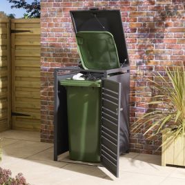ELVARO Steel Single Bin Store Outdoor Rubbish Storage - Anthracite