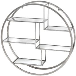 Large Circular Wall Hanging Multi Shelf - Silver
