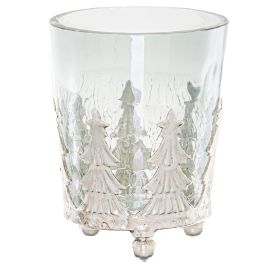 Christmas Tree Crackled Candle Holder - Small