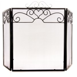 Chrome Topped Three Fold Fire Screen - Silver