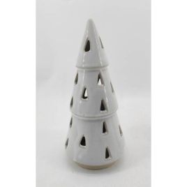 White Ceramic Cut Out Tree With LED Lights - Small