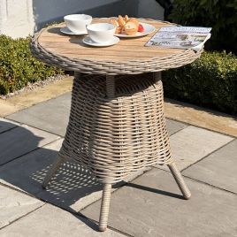 Amal Outdoor Bistro Table With Wood Top