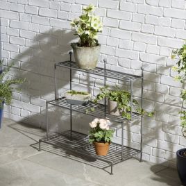 LOREVA 3 Tier Lily Plant Stand Display Shelf - Grey